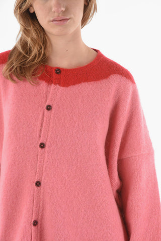 Color-block Wool-blend Oversized Cardigan