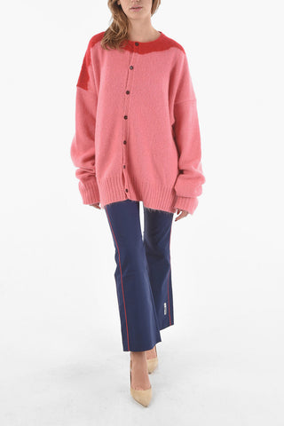Color-block Wool-blend Oversized Cardigan