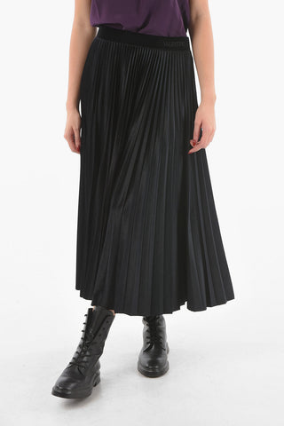 Velour Pleated Skirt ith Elastic Waist 