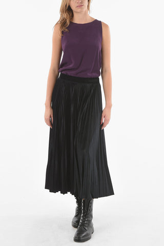 Velour Pleated Skirt ith Elastic Waist 