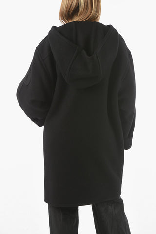 Hooded DUFFLE Wool and Cashmere Coat with Frogs