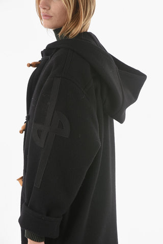 Hooded DUFFLE Wool and Cashmere Coat with Frogs