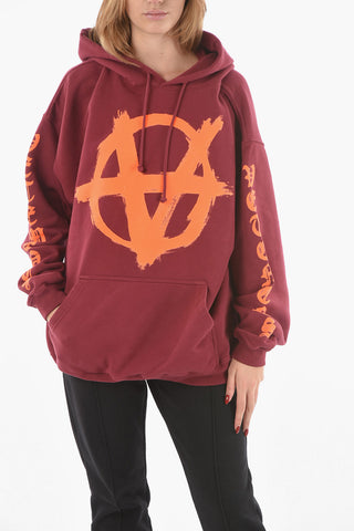 Felpa Stampata DOUBLE ANARCHY Oversize Con Cappuccio