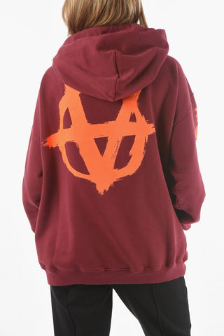 Felpa Stampata DOUBLE ANARCHY Oversize Con Cappuccio