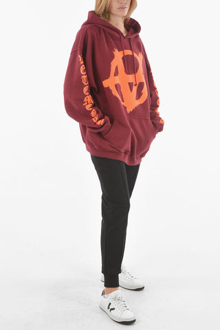 Felpa Stampata DOUBLE ANARCHY Oversize Con Cappuccio