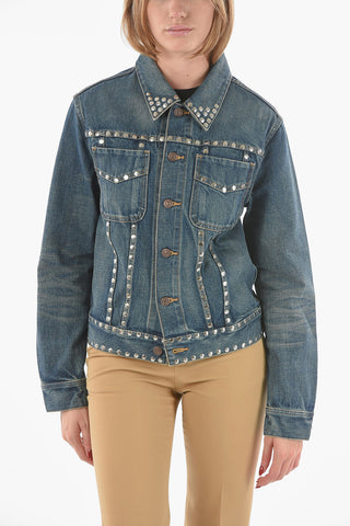 Studded Denim Jacket with Double Breast Pocket