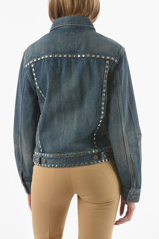 Studded Denim Jacket with Double Breast Pocket