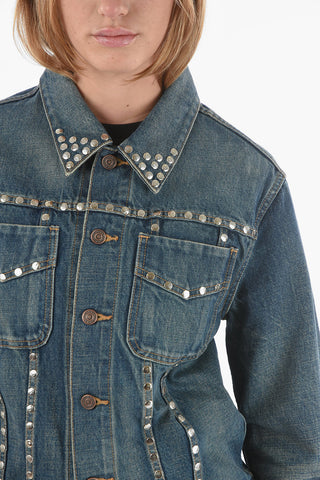 Studded Denim Jacket with Double Breast Pocket