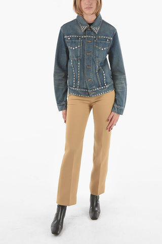 Studded Denim Jacket with Double Breast Pocket