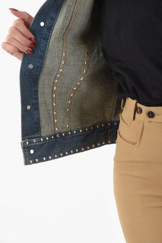 Studded Denim Jacket with Double Breast Pocket
