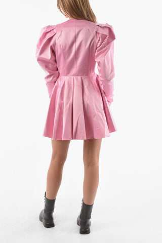 Satin PAULINE Flared Mini dress with Puffed Sleeves