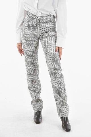 Straight-leg Jeans in Embroidered Monogram Patterm