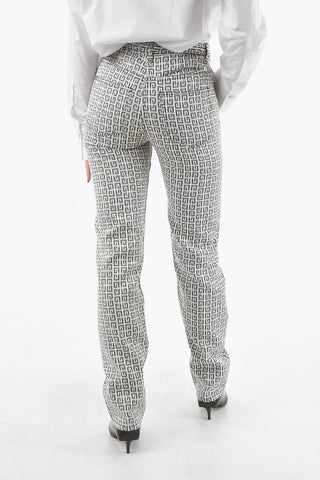 Straight-leg Jeans in Embroidered Monogram Patterm