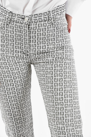 Straight-leg Jeans in Embroidered Monogram Patterm