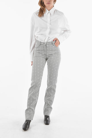 Straight-leg Jeans in Embroidered Monogram Patterm