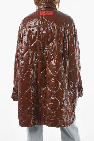 Snap Button Patent Nylon Quilted Jacket