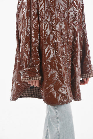 Snap Button Patent Nylon Quilted Jacket