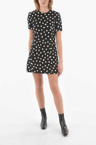Short-sleeved Polka Dot Patterned Midi Dress