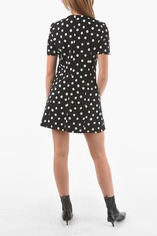 Short-sleeved Polka Dot Patterned Midi Dress