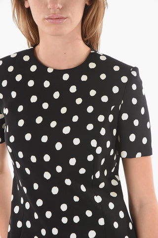 Short-sleeved Polka Dot Patterned Midi Dress