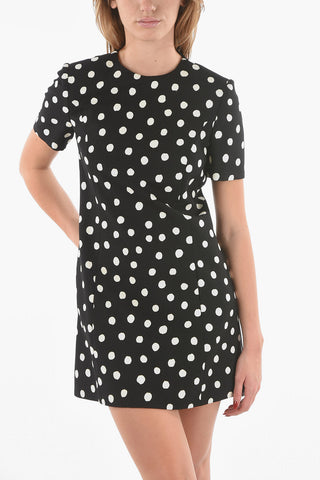 Short-sleeved Polka Dot Patterned Midi Dress