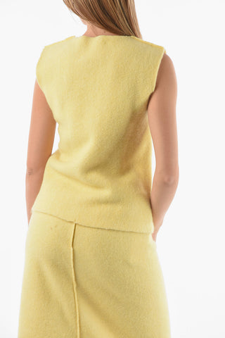 Top Smanicato in Misto Lana Cotta
