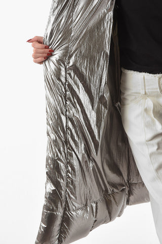 RICK OWENS X MONCLER Piumino Smanicato PORTERVILLE in Nylon Metallizzato con Cappuccio