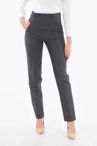 MM4 Pantaloni in Misto Lana con Tasche con Zip