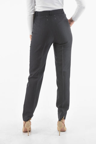 MM4 Pantaloni in Misto Lana con Tasche con Zip