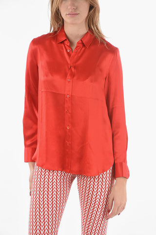 Camicia in Raso Seta Flowy a Tinta Unita