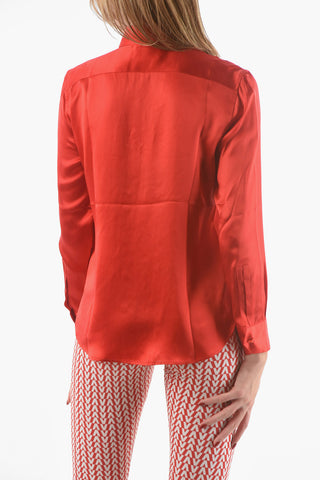 Camicia in Raso Seta Flowy a Tinta Unita