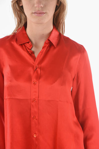 Camicia in Raso Seta Flowy a Tinta Unita