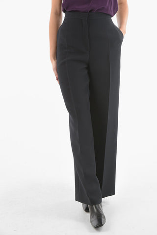 Pantaloni Sartoriali a Taglio Diritto in Lana e Seta
