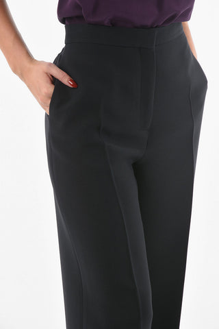 Pantaloni Sartoriali a Taglio Diritto in Lana e Seta