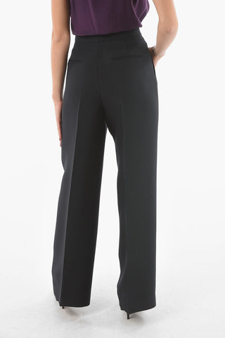 Pantaloni Sartoriali a Taglio Diritto in Lana e Seta