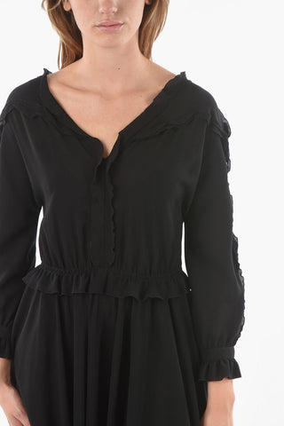 Vestito Midi GEORGETTE in Seta con Rouches Decorative