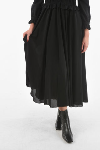 Vestito Midi GEORGETTE in Seta con Rouches Decorative