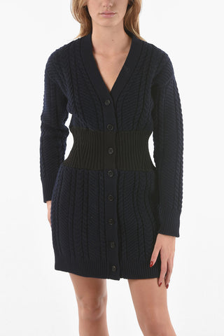 Cardigan in Maglia di Misto Cashmere Aderente in Vita