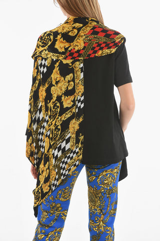 JUNYA WATANABE Pleated Destructured T-shirt with Punk Baroque VERSACE Print