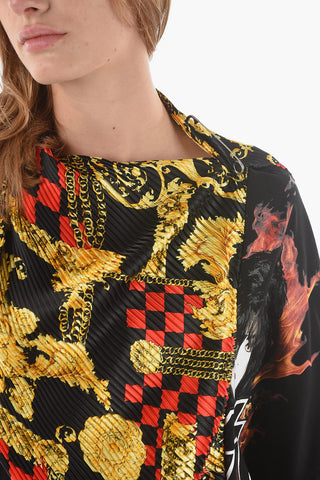 JUNYA WATANABE Pleated Destructured T-shirt with Punk Baroque VERSACE Print