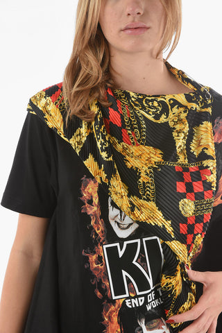JUNYA WATANABE Pleated Destructured T-shirt with Punk Baroque VERSACE Print