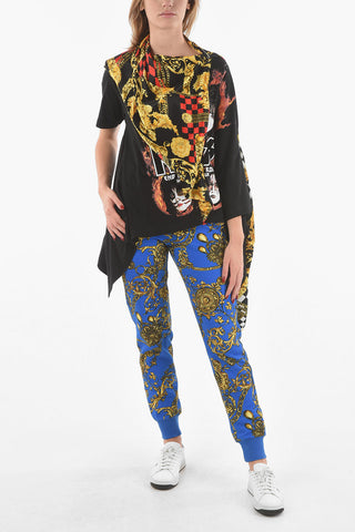 JUNYA WATANABE Pleated Destructured T-shirt with Punk Baroque VERSACE Print