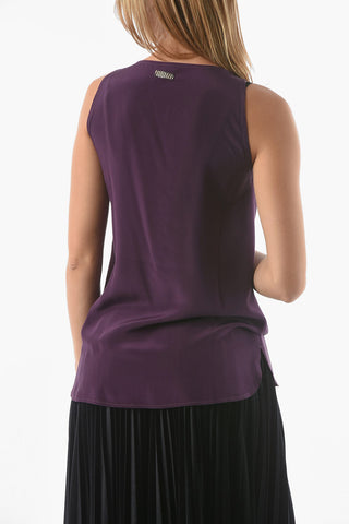 Sleeveless Silk Asymmetric Top