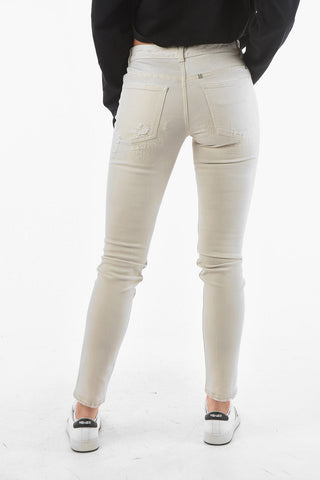 Hidden Fastening Skinny Distressed Denims