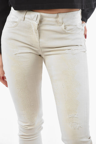 Hidden Fastening Skinny Distressed Denims