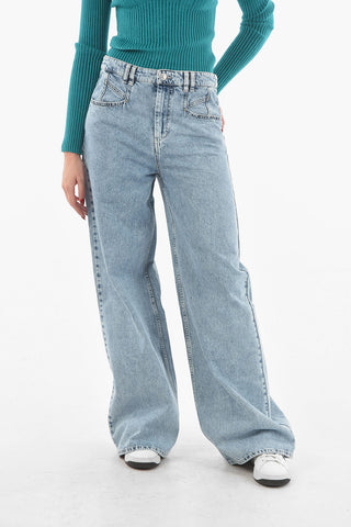High-waisted LEMONY Cotton Blend Wide Leg Denims