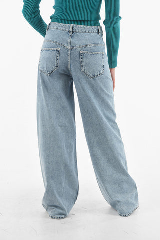 High-waisted LEMONY Cotton Blend Wide Leg Denims
