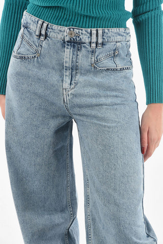 High-waisted LEMONY Cotton Blend Wide Leg Denims