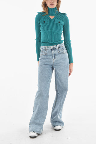 High-waisted LEMONY Cotton Blend Wide Leg Denims