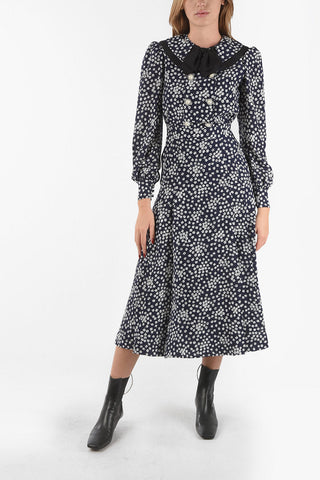 Long Sleeved Floral Print Dress With Jewel Buttons